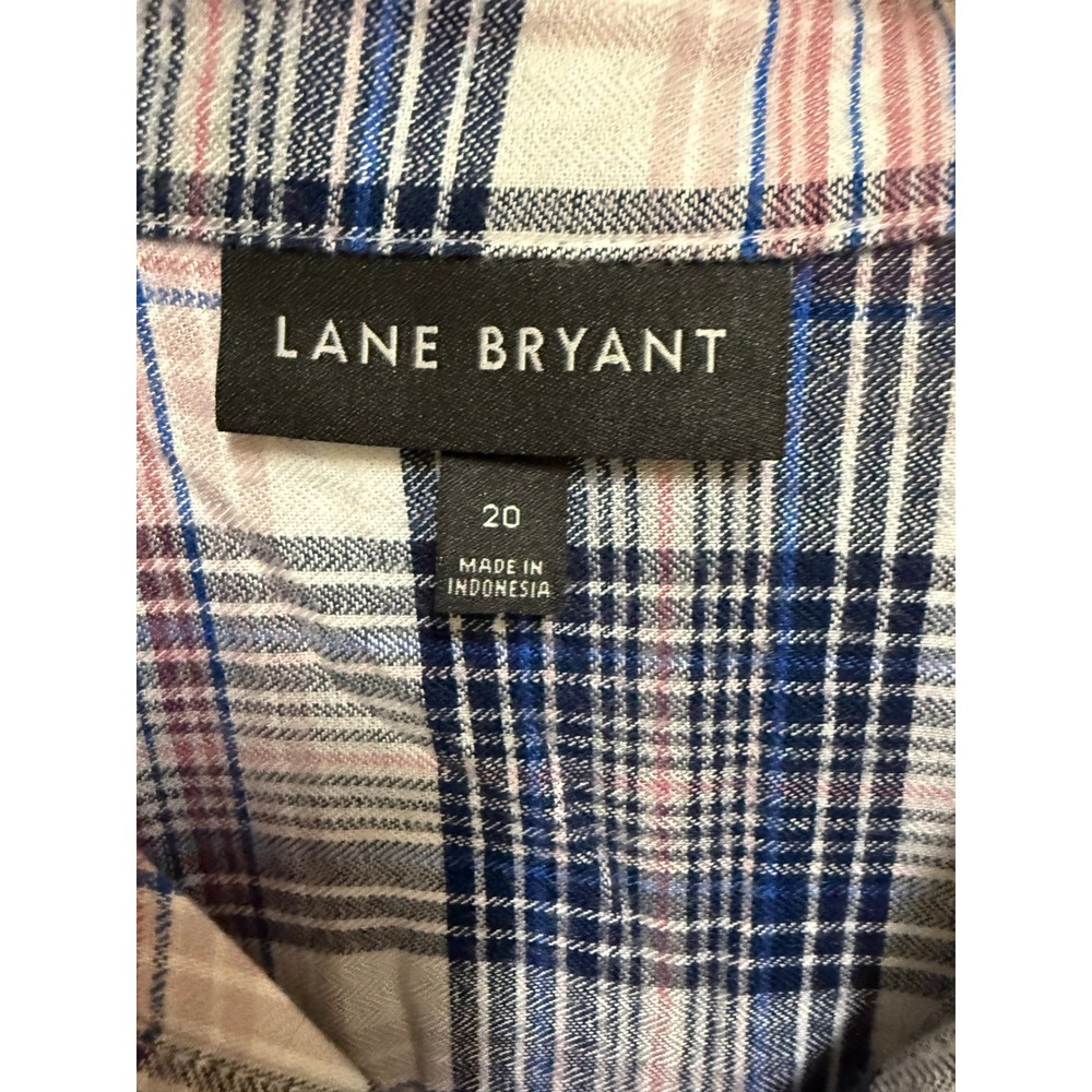 Lane Bryant Womens Pink Navy Plaid Button Front Midi Shirt Dress Size 20 NWOT - Picture 5 of 8